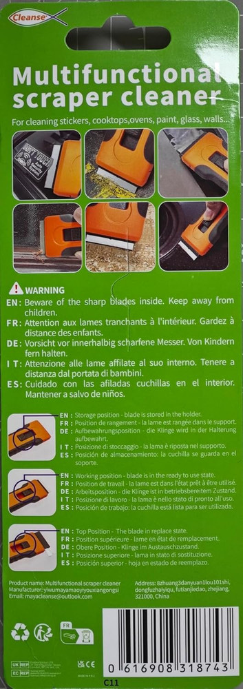 Razor Blade Scraper Tool with 15Pcs Extra Blades, Cleaning Razor Scraper for Gla