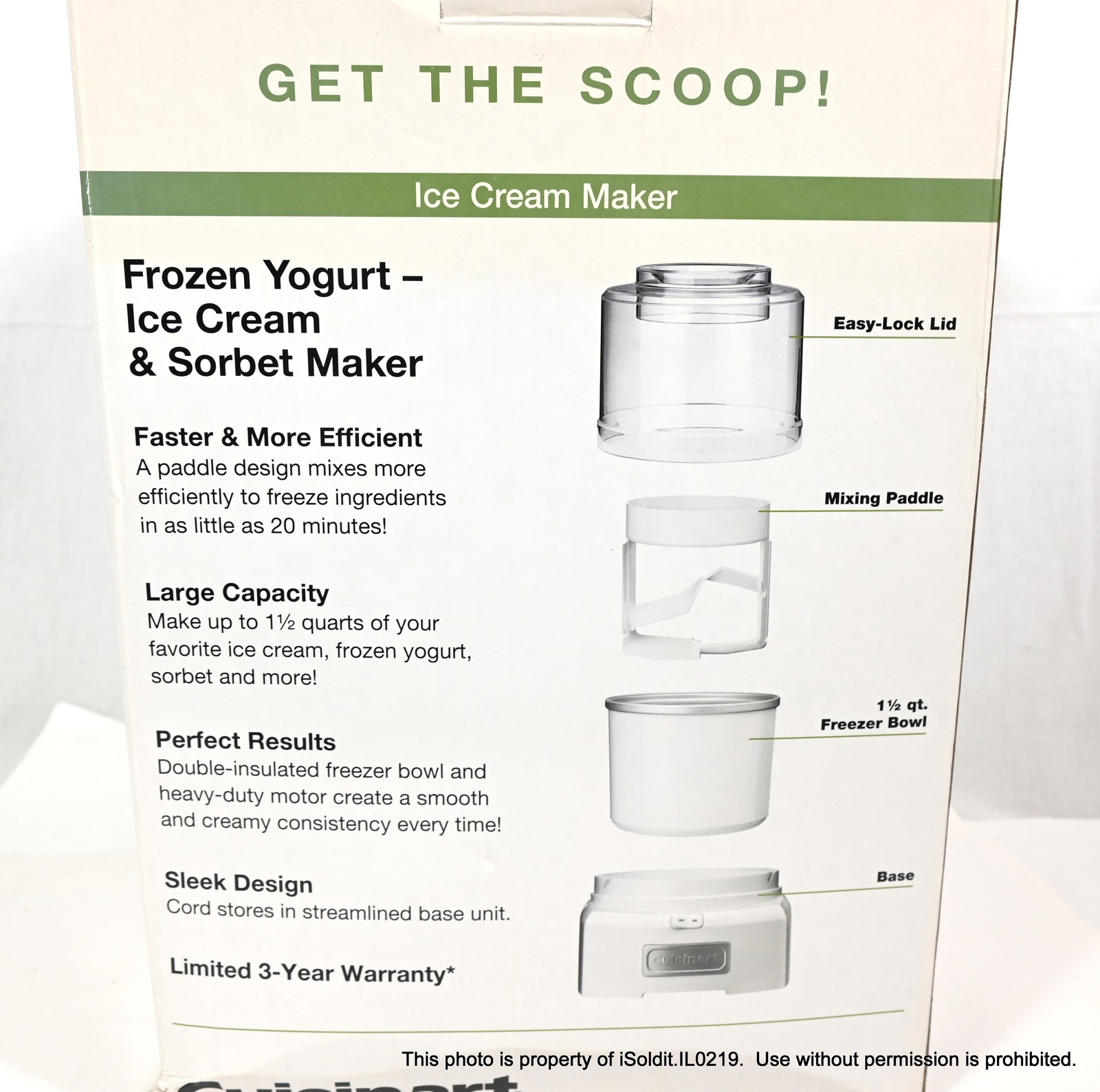 NEW NIB Cuisinart 1.5-qt Ice Cream Sorbet Frozen Yogurt Maker Machine, White