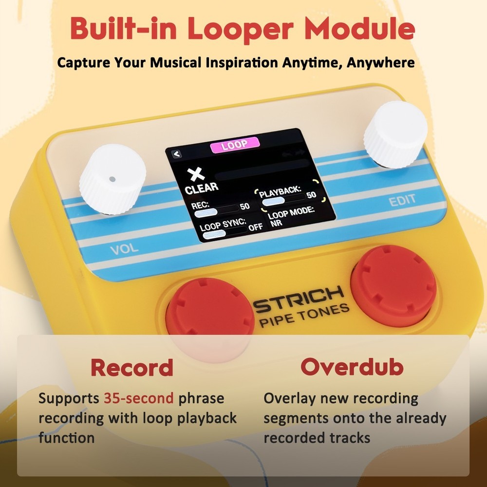 STRICH Pipe Tones Pocket Multi-Effects Processor with Foot Pedal (Orange)