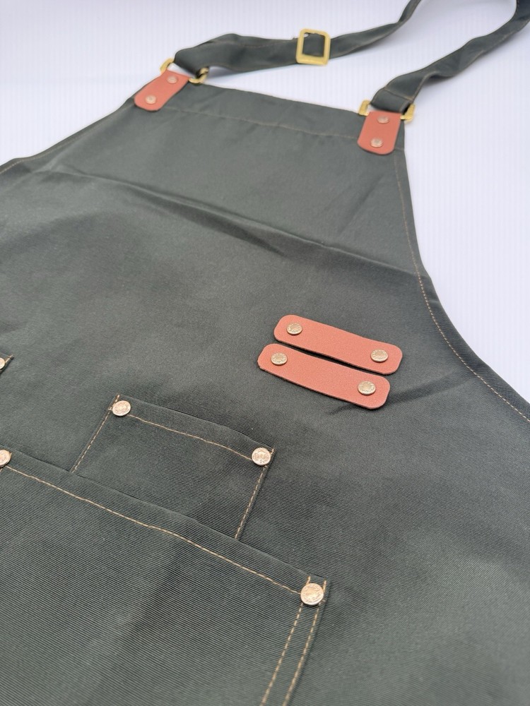 Canvas Work Apron Adjustable Neck Strap Multi Pockets Heavy Duty Chef BBQ
