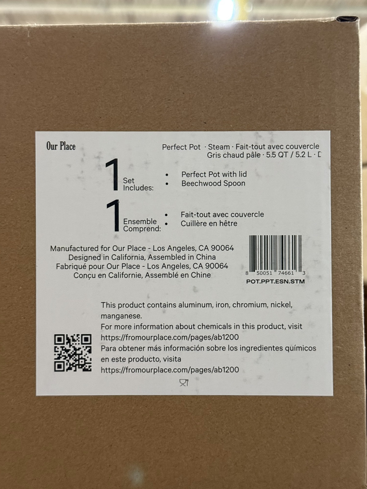 Perfect Pot 5.5 Qt by Our Place w Beechwood Spoon-Steam Gris Chaude Pale READ DE