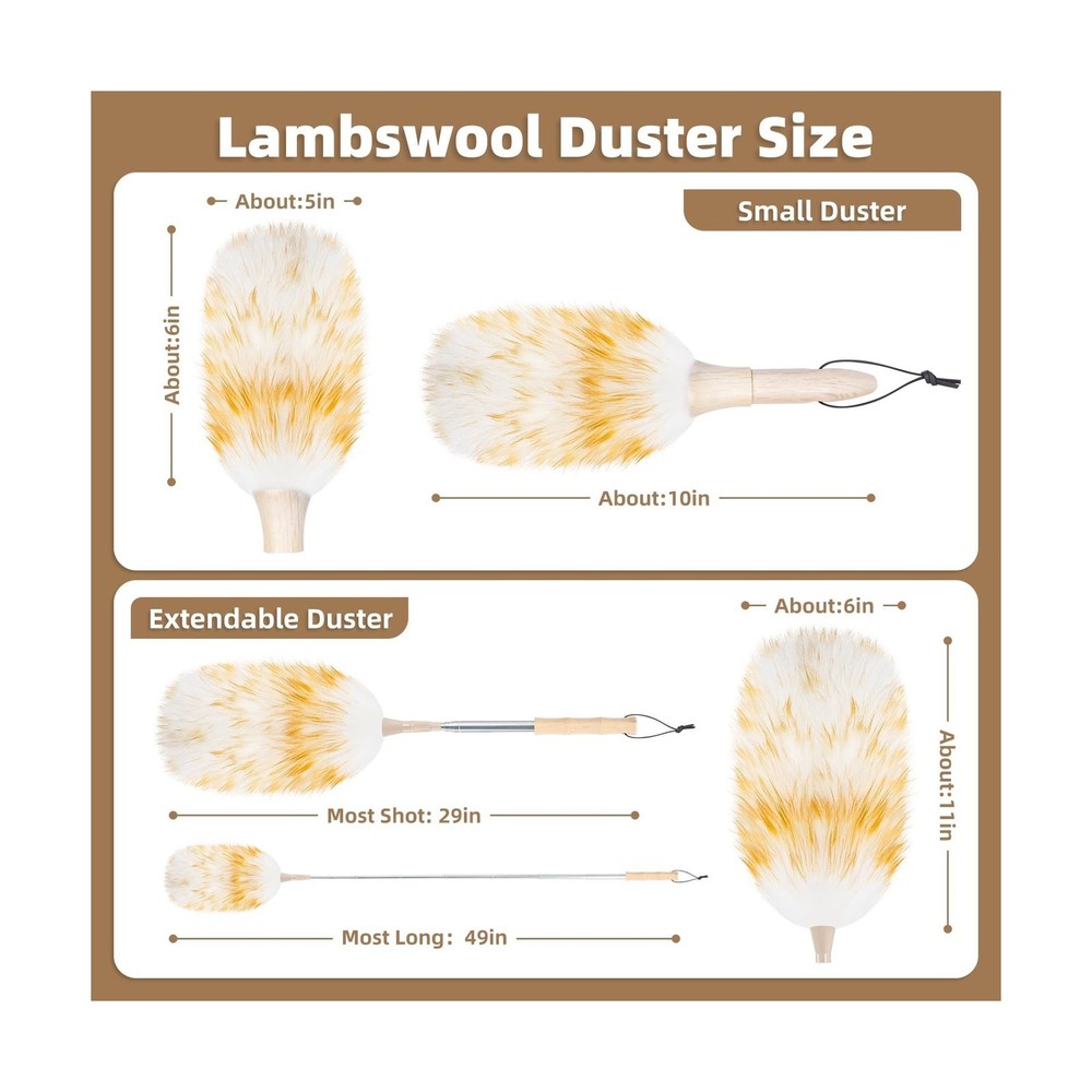 LOVECO Feather Duster for Cleaning, Extendable Lambswool Duster 29-... Fast Ship