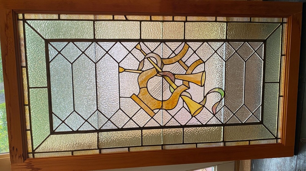 Musical instruments stained glass window