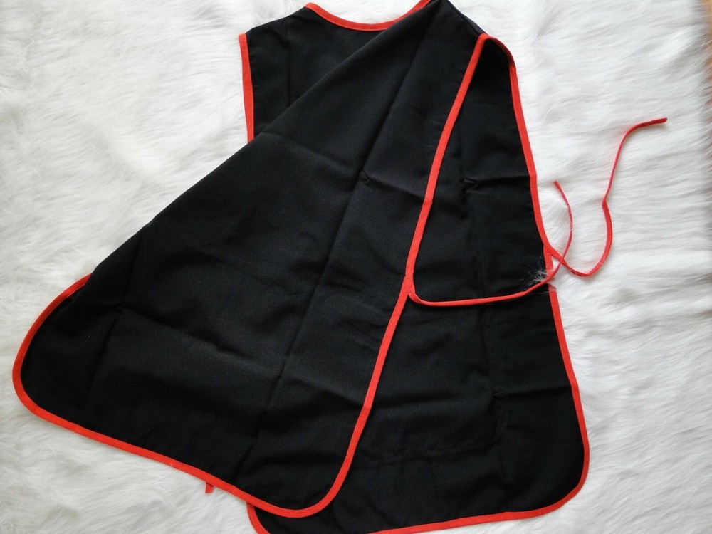 Black Popover Apron with Red Border