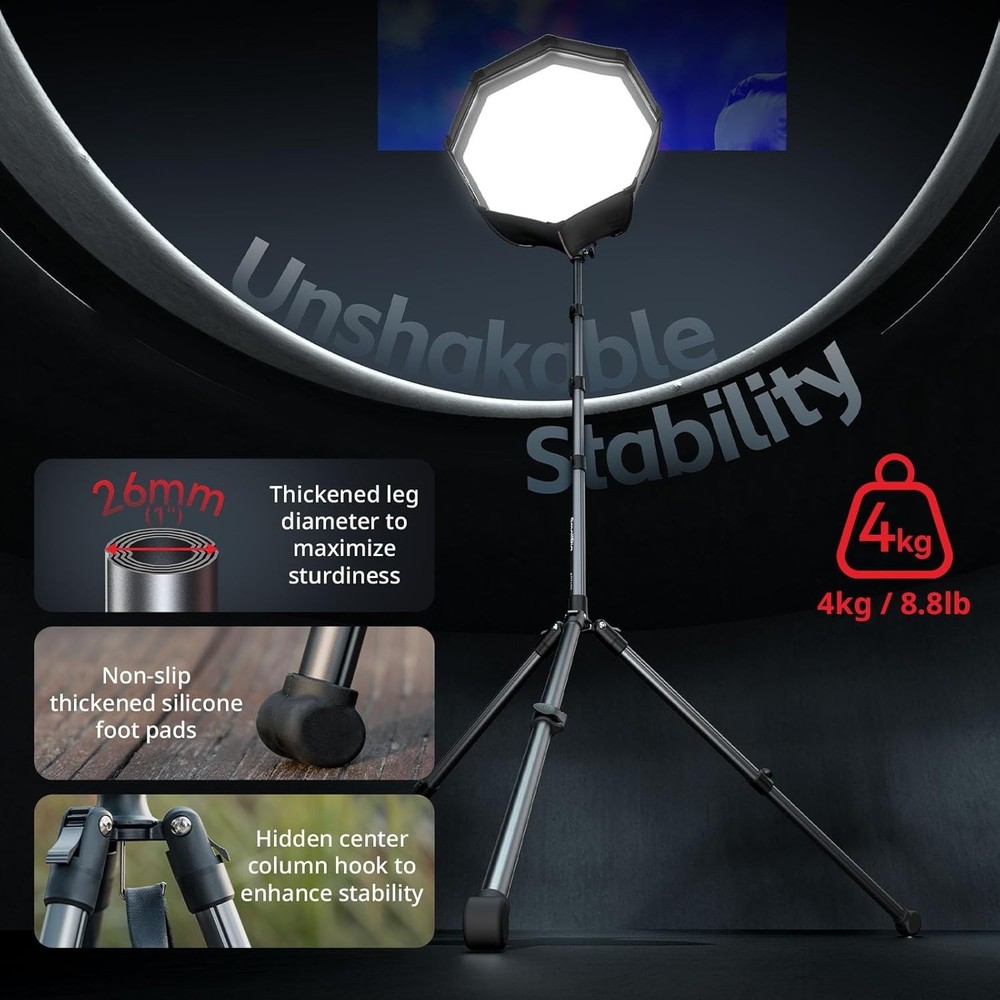 Adjustable Light Stand 6.23ft Aluminum Tripod for Softbox, Ring Light, Flash