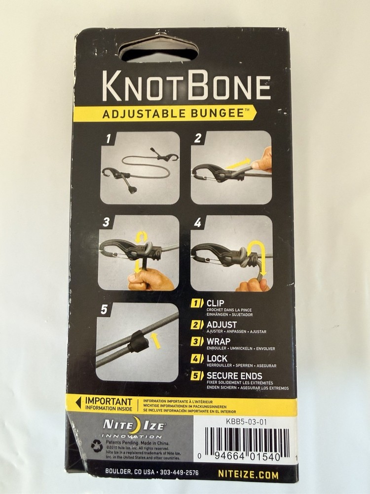 NiteIze KnotBone Adjustable Bungee #9 Stretch Bungee Cord KBB9-01-R3