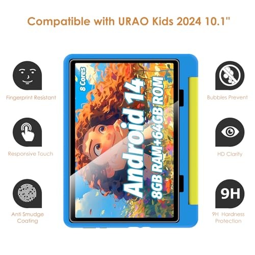 2-Pack Screen Protector Compatible with Urao 2024 Android 14 Tablet for Kids