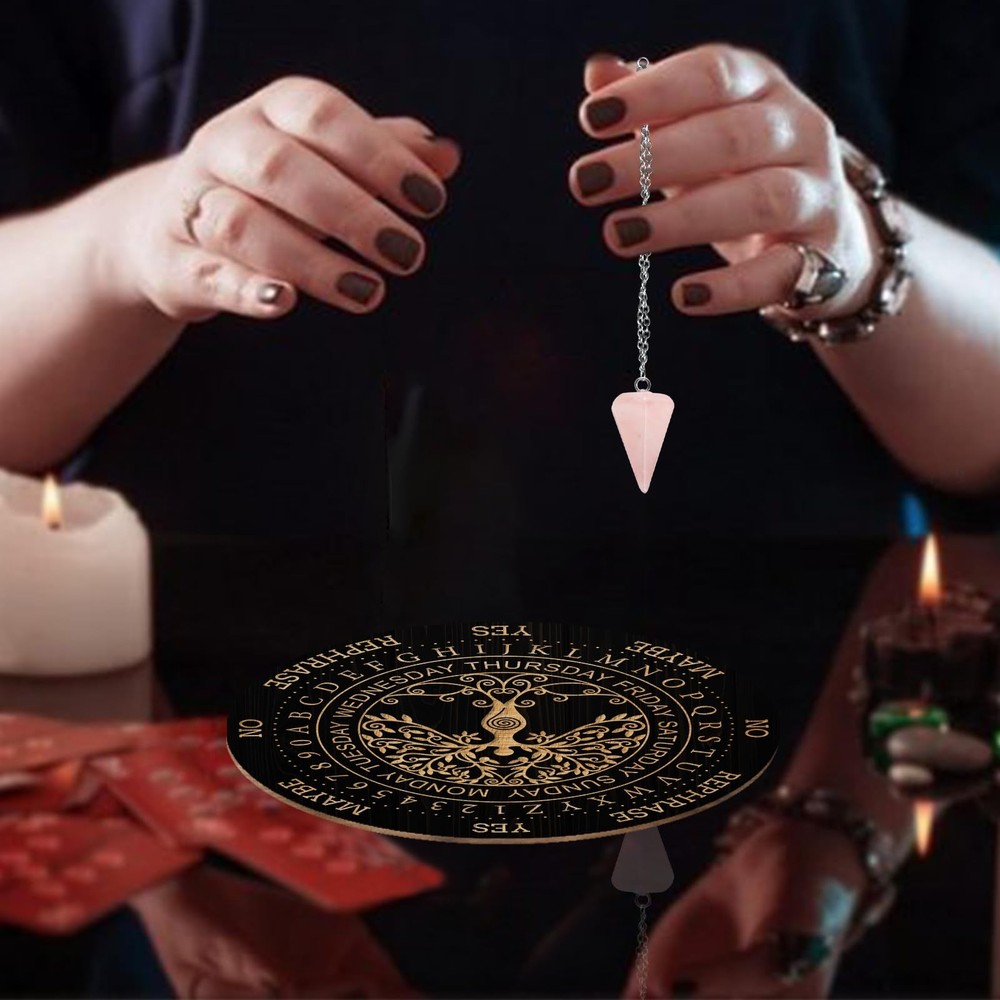Pendulum Board Set Wooden Dowsing Divination Board Metaphysical Message Board