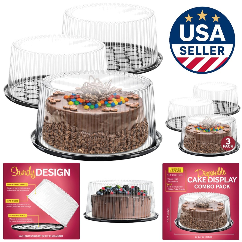 High-Dome Disposable Cake Boxes for 2-3 Layer Cakes - Durable Transport Solution