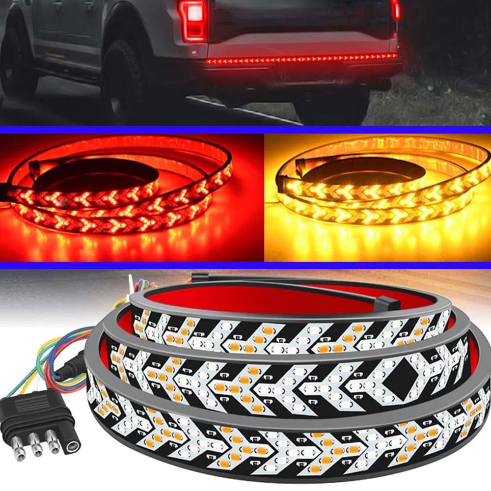 LED Tailgate Light Bar 60" Triple Row 5-Function Strip for Pickup Trailer SUV SS
