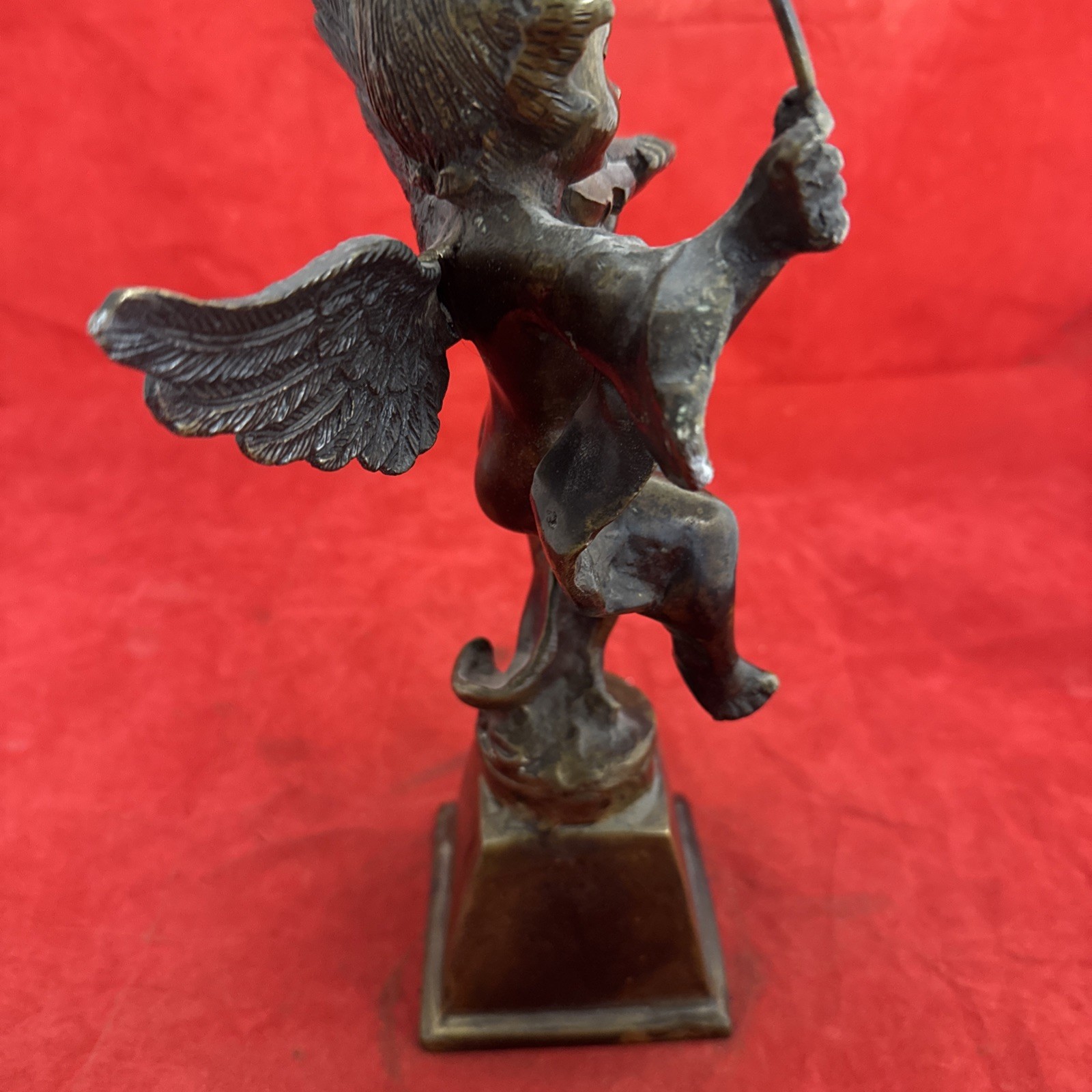 Bronze Cherub Angel Boy Playing Violin 12.5” Tall Heavy