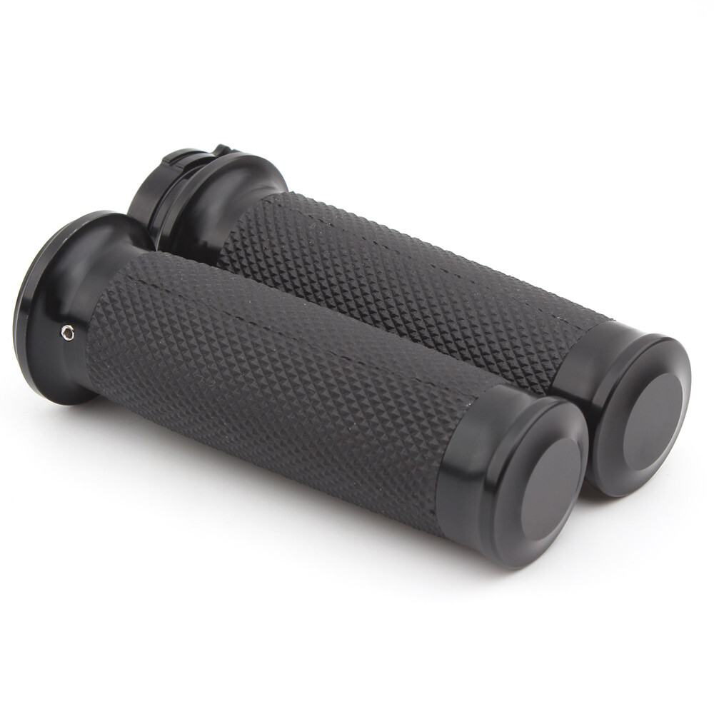 Pair Aluminum 1" Black Handle Bar Hand Grips Fit For Harley Sportster Road King