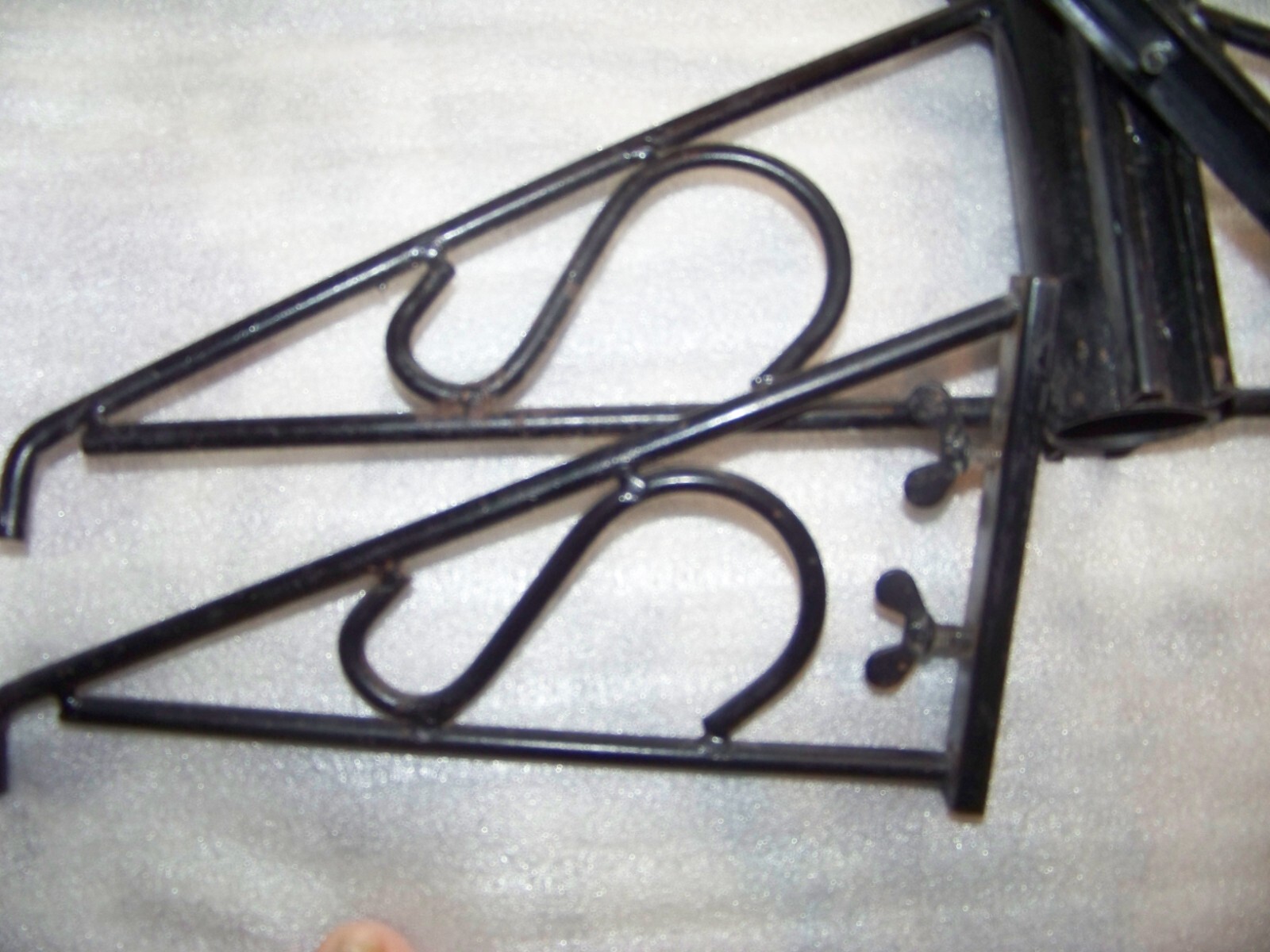 Rare 3pcs Antique Heavy Wrought Iron Patio Umbrella Stand 16" Sq FREE SHIP