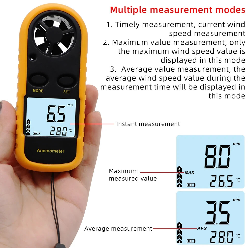PORTABLE ANEMOMETER /THERMOMETER BACKPACKERING/MOUNTAINEERING WIND SPEED GUAGE!!