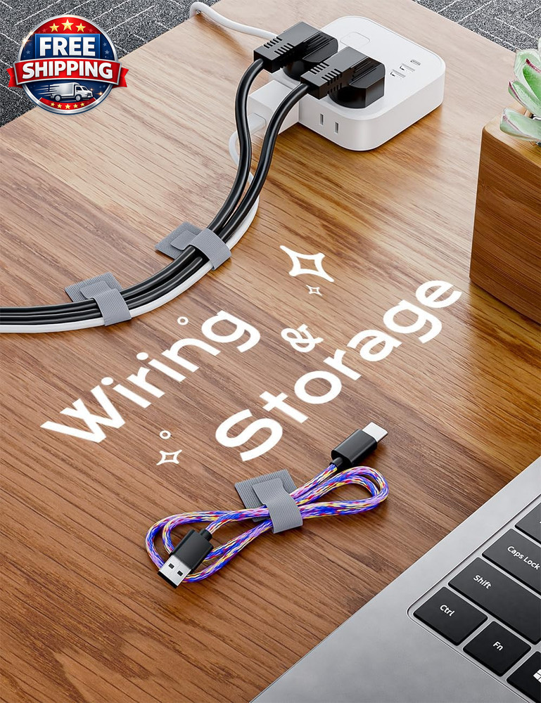 100Pcs Adjustable Hook and Loop Cable Ties for Easy Wire Management