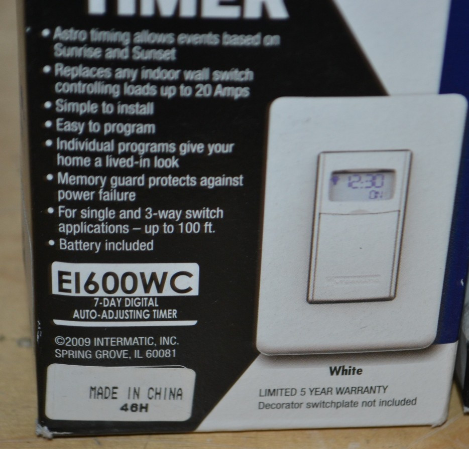 Intermatic ~ EI600WC ~ 20A 120-277VAC Programmable Timer Heavy-Duty White ~ (v)