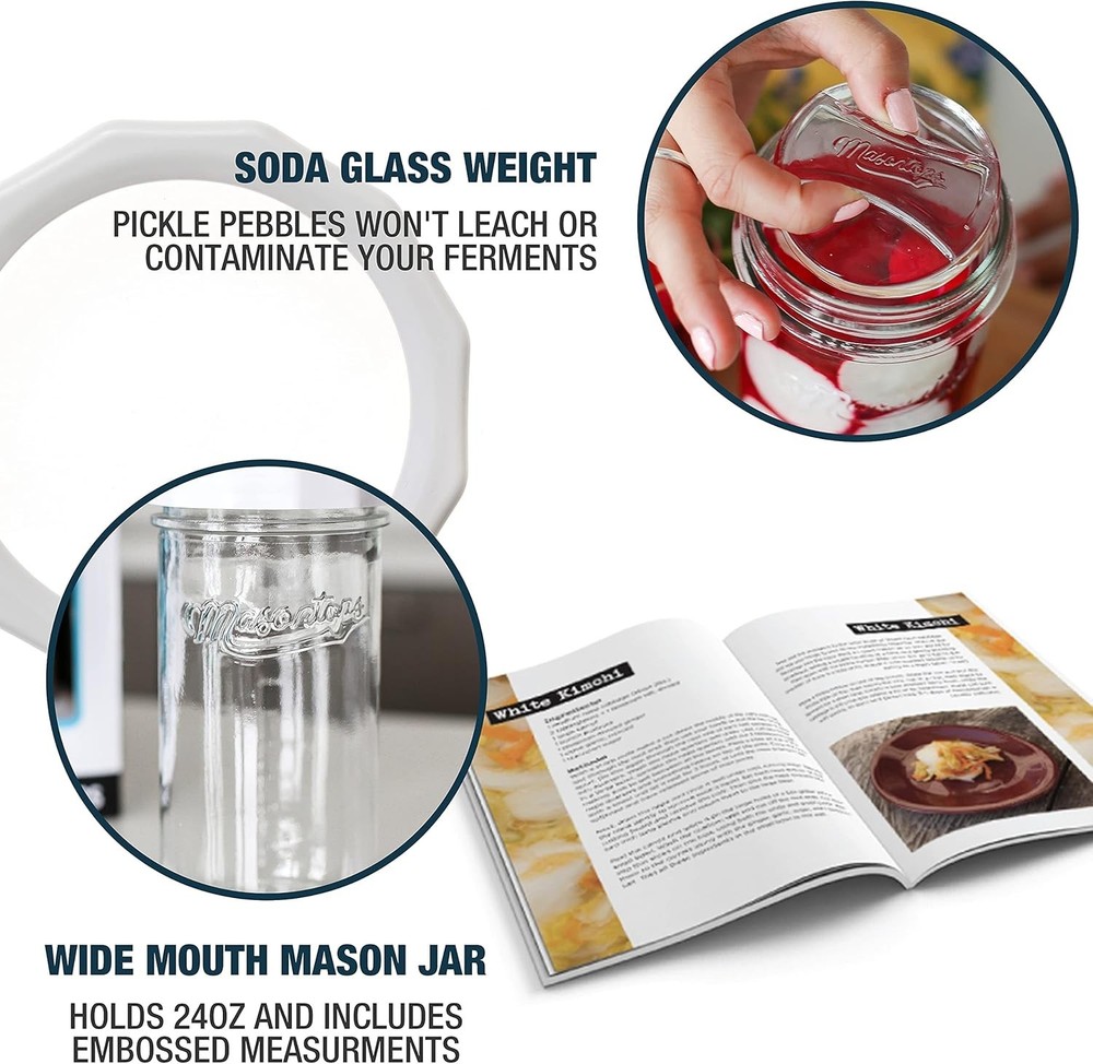 Fermentation Jar Starter Set, Easy Vegetable Fermentation Kit, Includes Mason...