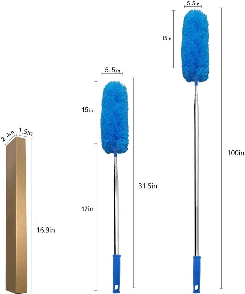 Microfiber Feather Duster Extendable Duster with 100 inches Extra Long Pole, Ben