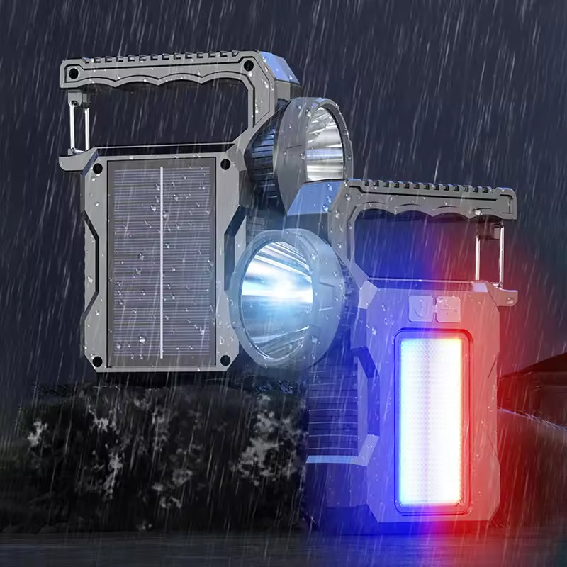 Solar Rechargeable Flashlight COB Work Light Lantern Camping Outdoor
