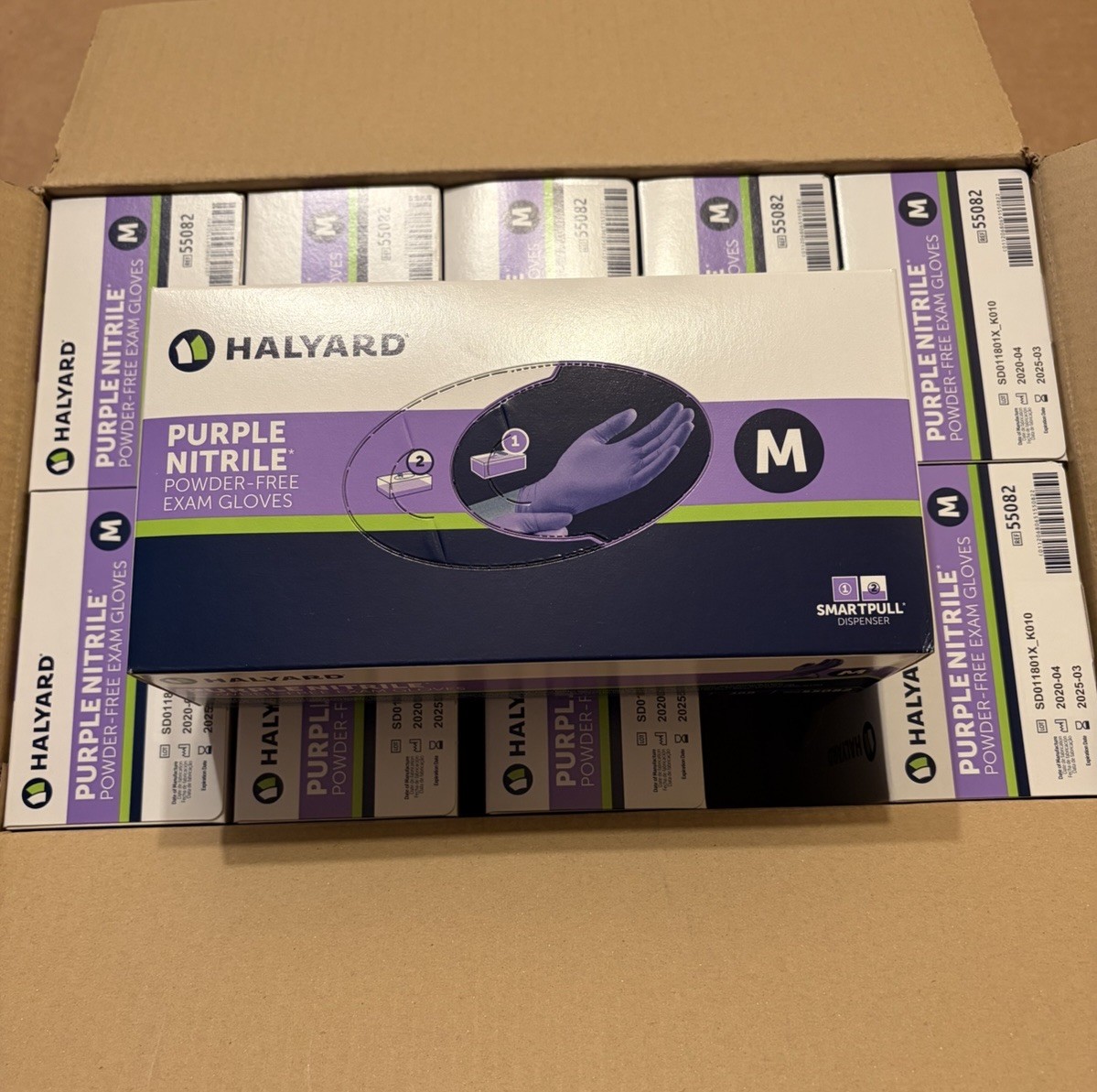HALYARD PURPLE NITRILE Gloves Powder-Free 55082 10 Boxes (1000ct) Sz M Exp 3/25