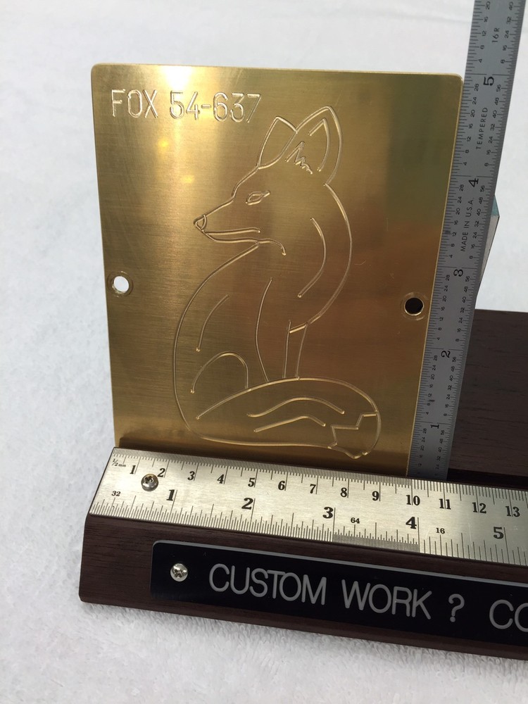 SITTING FOX MASTER TEMPLATE FOR NEW HERMES ENGRAVER SOLID BRASS ENGRAVING