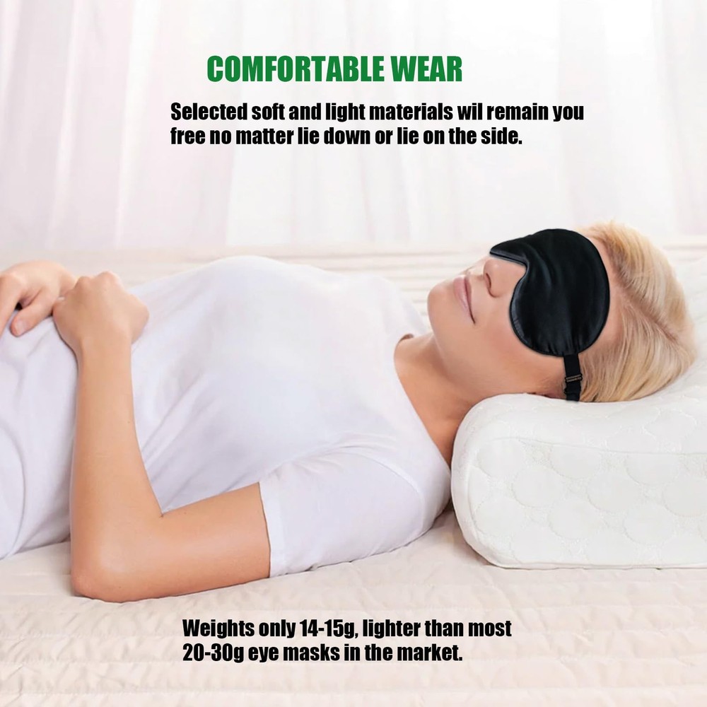2 Pack Eye Mask for Sleeping, Adjustable Strap, Blackout Silk Sleep Mask, Soft