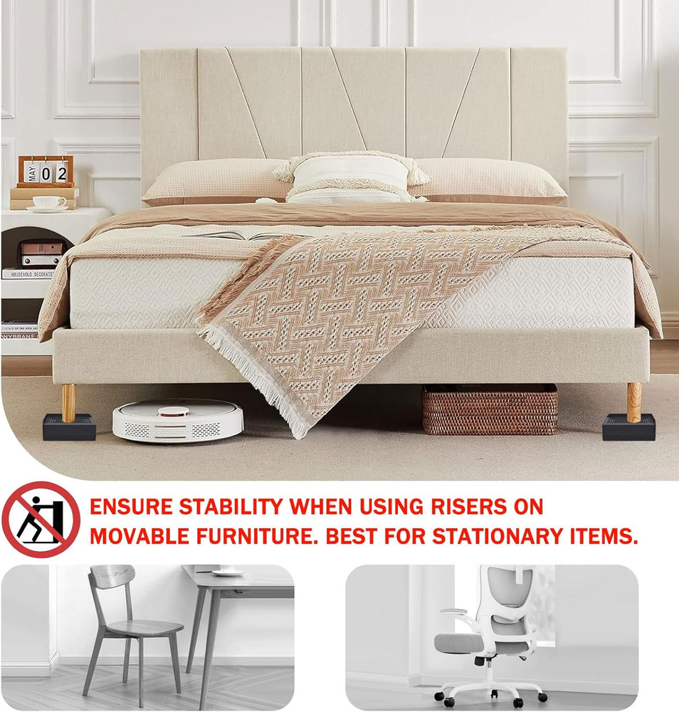 ANNKUT 1.5 Inch Furniture Risers, Rectangle Adjustable Risers Blocks for Bed Sof