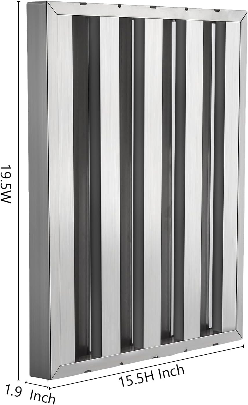 6PCS Commercial Hood Filters Stainless Steel 5 Grooves Range for Kitchen Exhaust