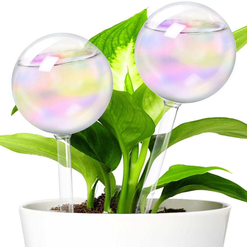 Bvrbaory 2 Pcs Iridescent Self Watering Medium-2 Iridescent, Clear