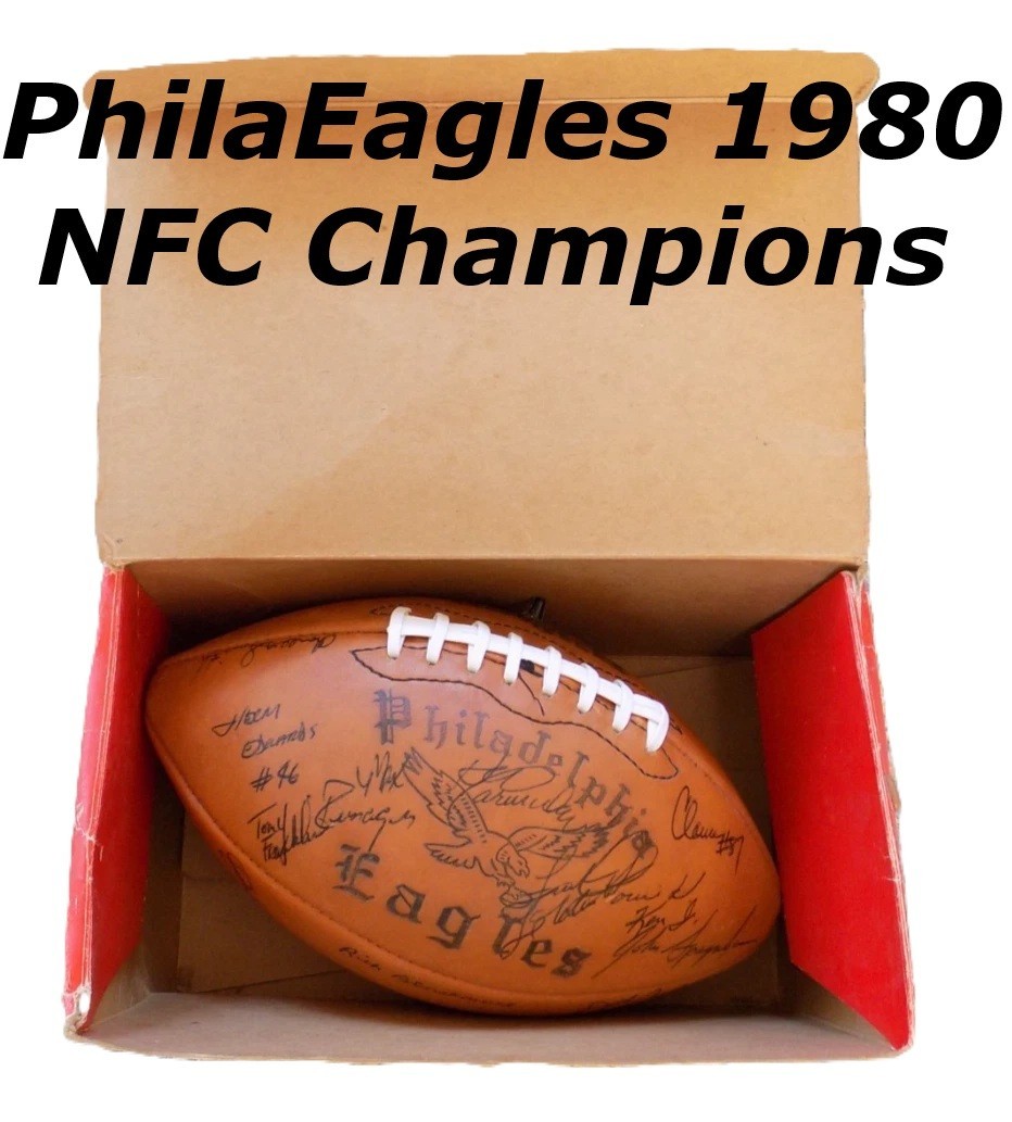 Philadelphia Eagles NFC Champions 1980 Team Issued Signed Wilson Football