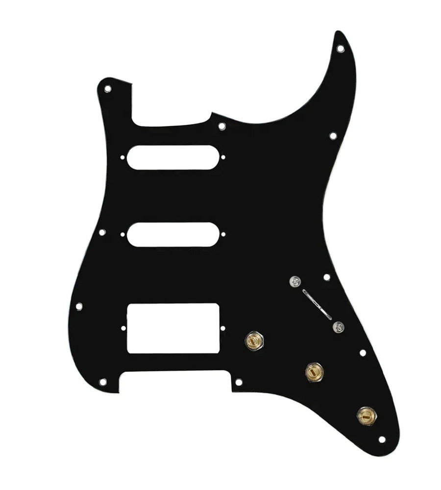 920D Custom 7 Way Pre-Wired Push/Pull HSS Strat Pickguard -  Black