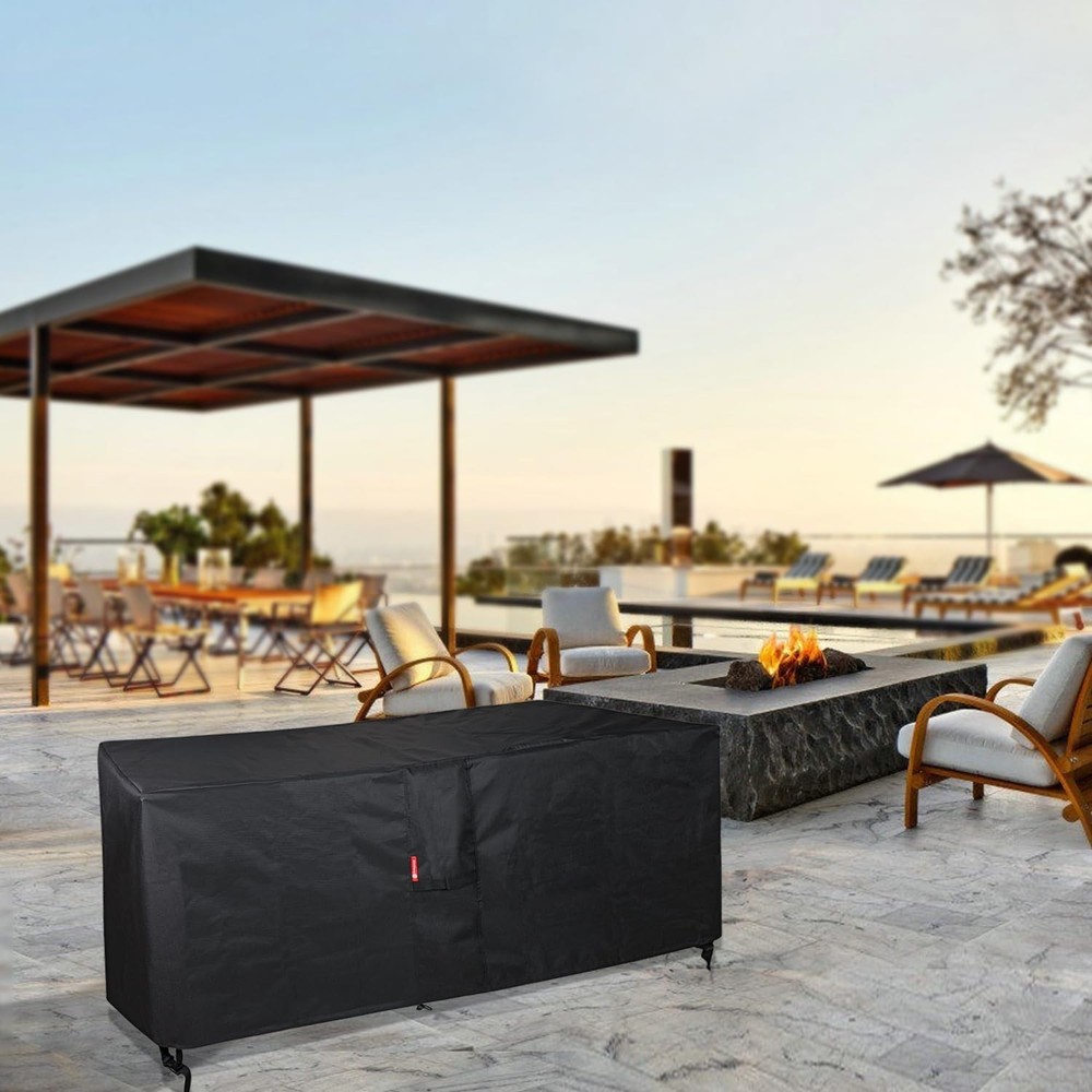 Durable Heavy-Duty Rectangular Fire Pit Cover 56x27 - Weather-Resistant Design