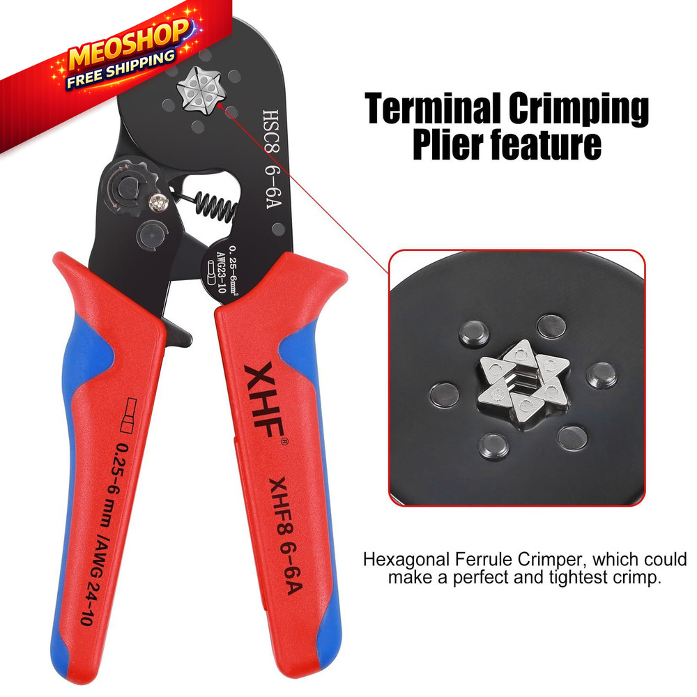 XHF 1700 PCS Ferrule Crimping Tool Kit with Hexagonal 1700