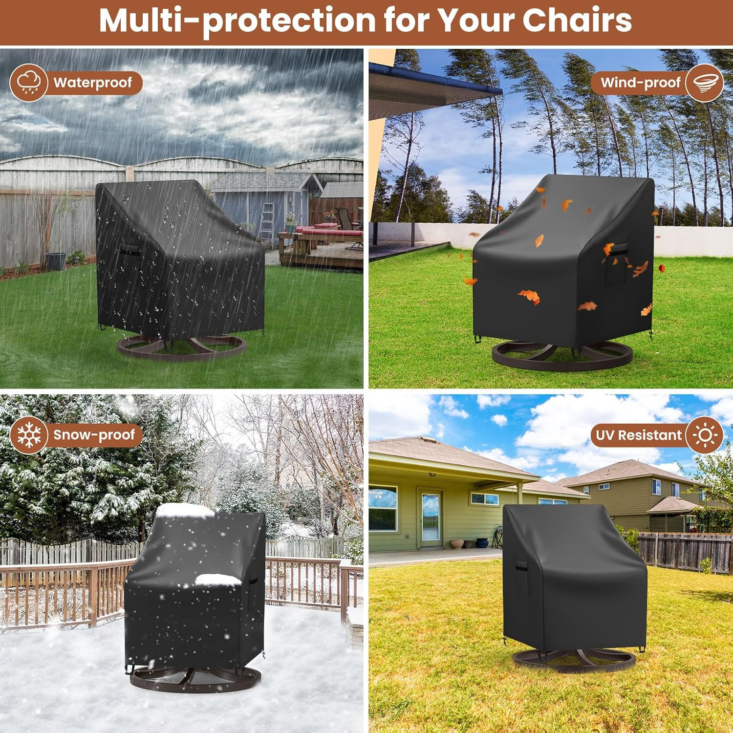 Outdoor Swivel Lounge Chair Cover Waterproof, 2 Pack Heavy Duty Patio Rocking Ch