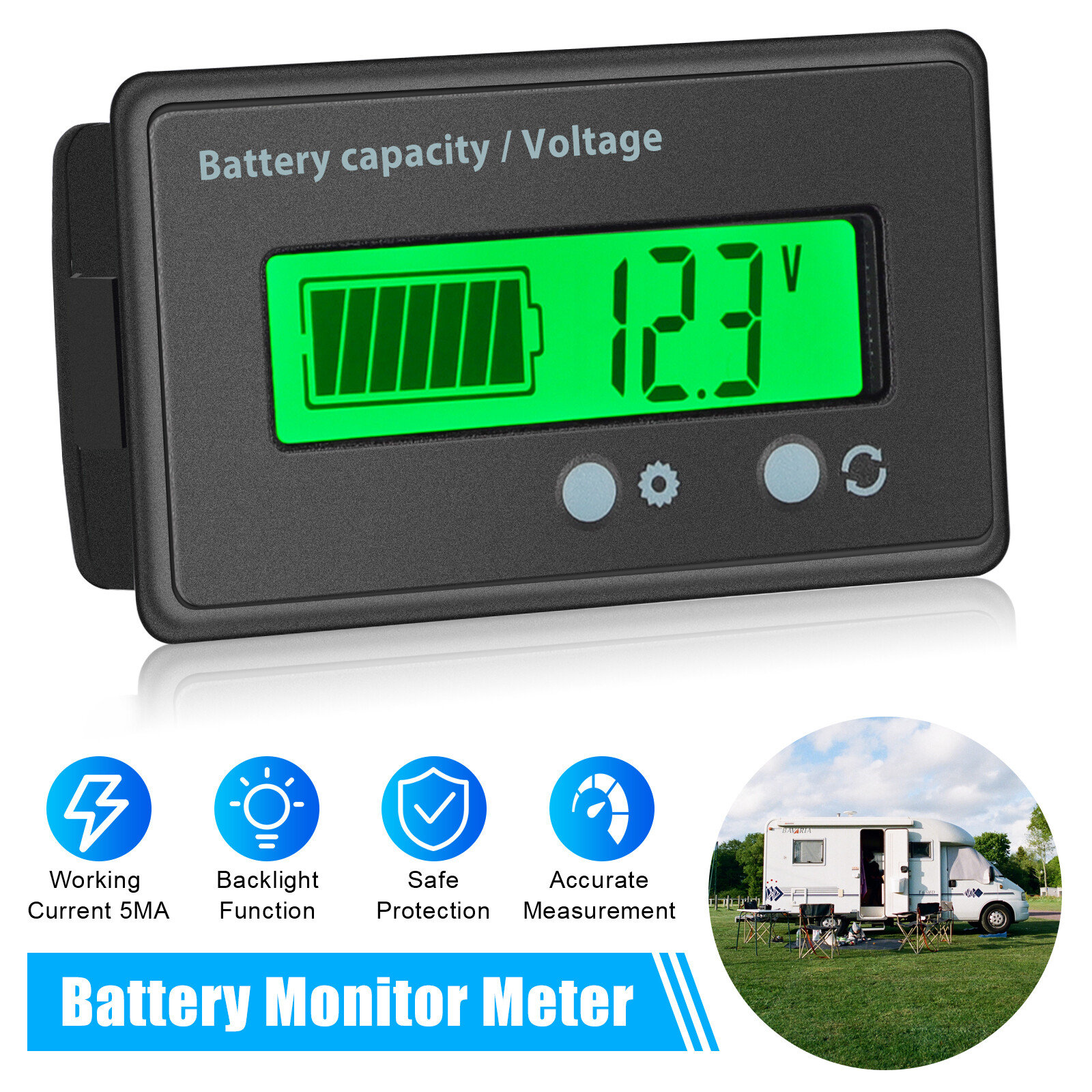 12V/24V/36/48V Battery Status Charge LCD Digital Indicator Monitor Meter Gauge
