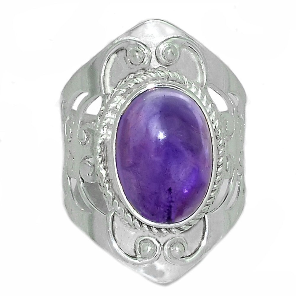 Amethyst 925 Sterling Silver Ring - Size 7.5