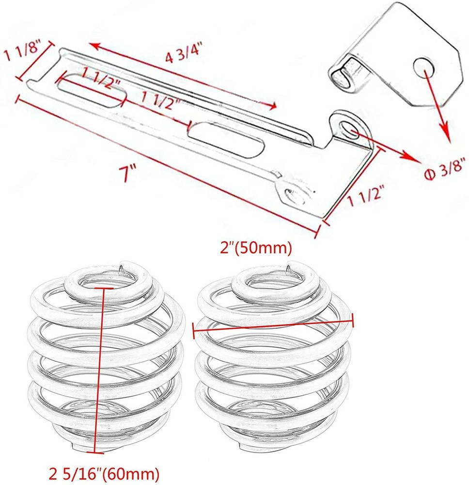 Motorcycle Solo Seat 2" Spring & Bracket Mounting Kit For Chopper Bobber