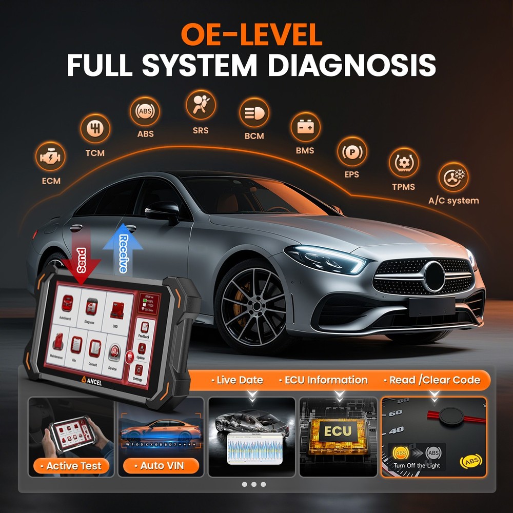 ANCEL DS600 BT OBD2 Scanner All System Diagnostic Tool IMMO/Key Programming