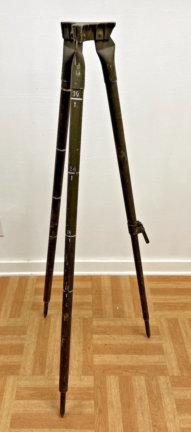 Vintage ALUMINUM TRIPOD metal military transit light stand survey industrial 4'