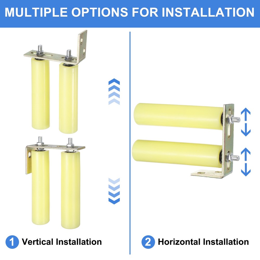 2Pcs Slide Gate Guide Roller 8" Nylon Gate Support Rollers with Bracket, Yellow