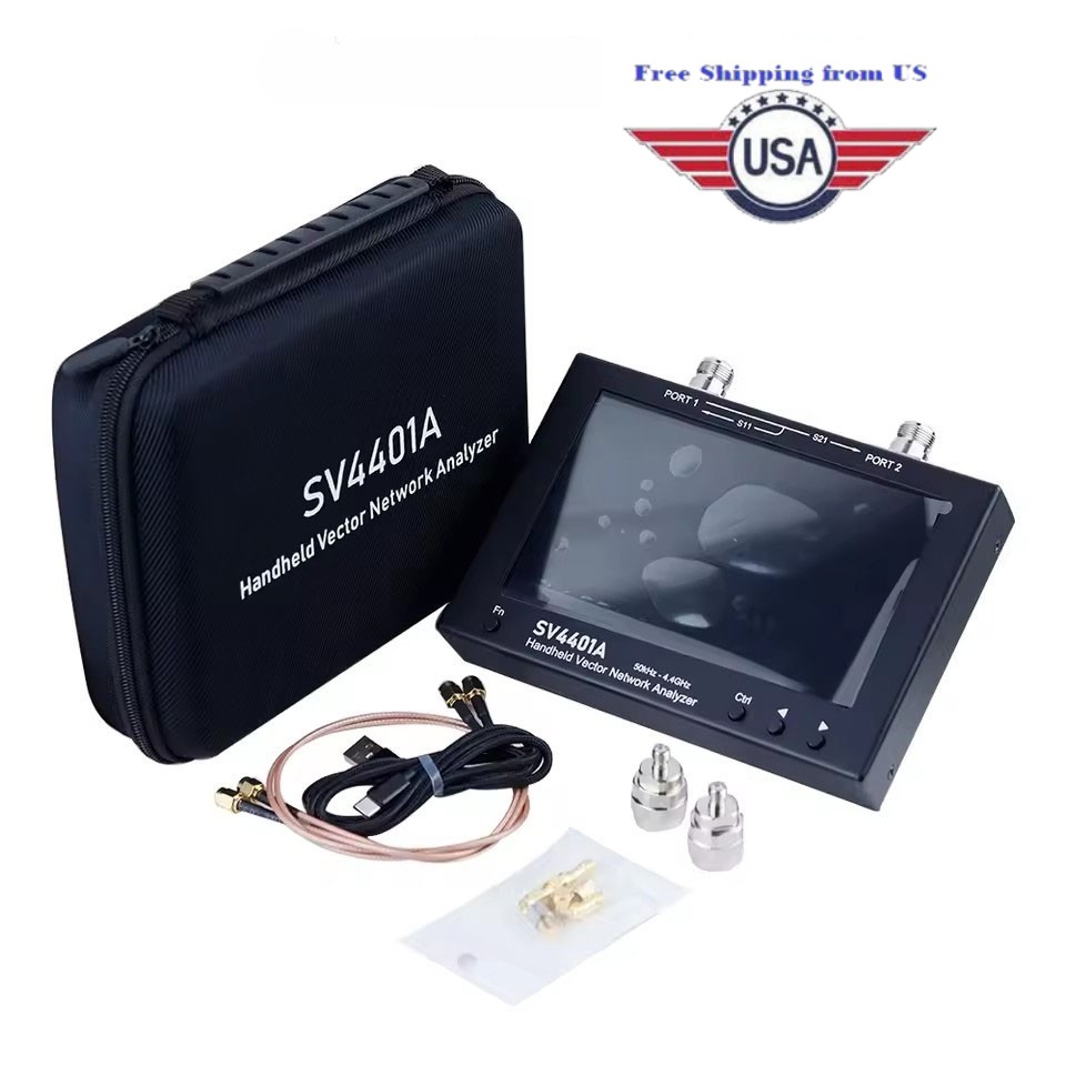 SV4401A 50KHz-4.4GHz VNA Vector Network Analyzer 100DB Dynamic 7 Inch Touch LCD