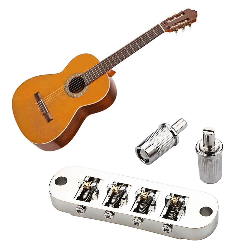 Roller Saddle Bridge Replacement Lightweight 4 String Guitar Bridge For HPGF