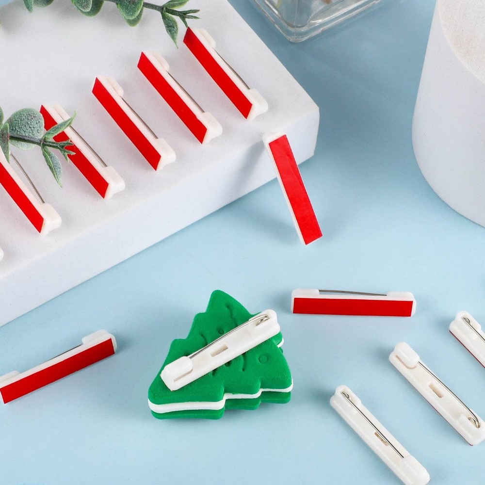 Pengxiaomei 100pcs White Plastic Basic Safety Bar Pins, 1.46 Inch,