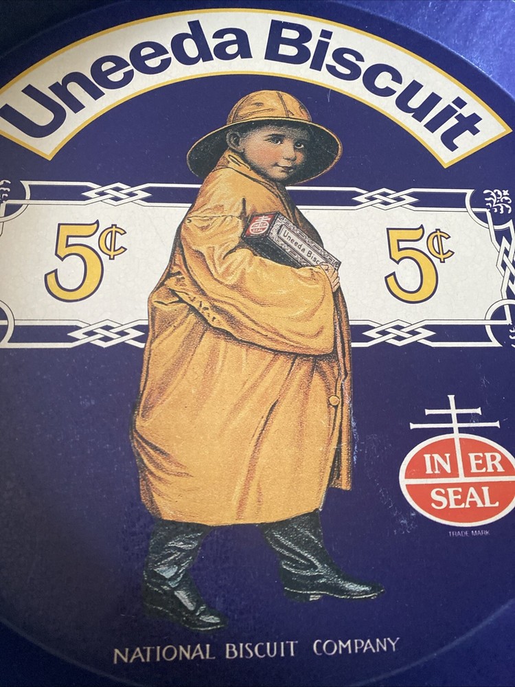 Bristol Ware Uneeda Biscuit Tin Tray Round 12"
