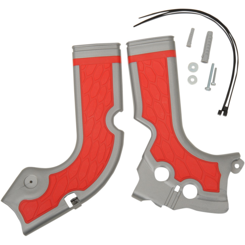 Acerbis - 2374241418 - X-Grip Frame Guard, Silver/Red