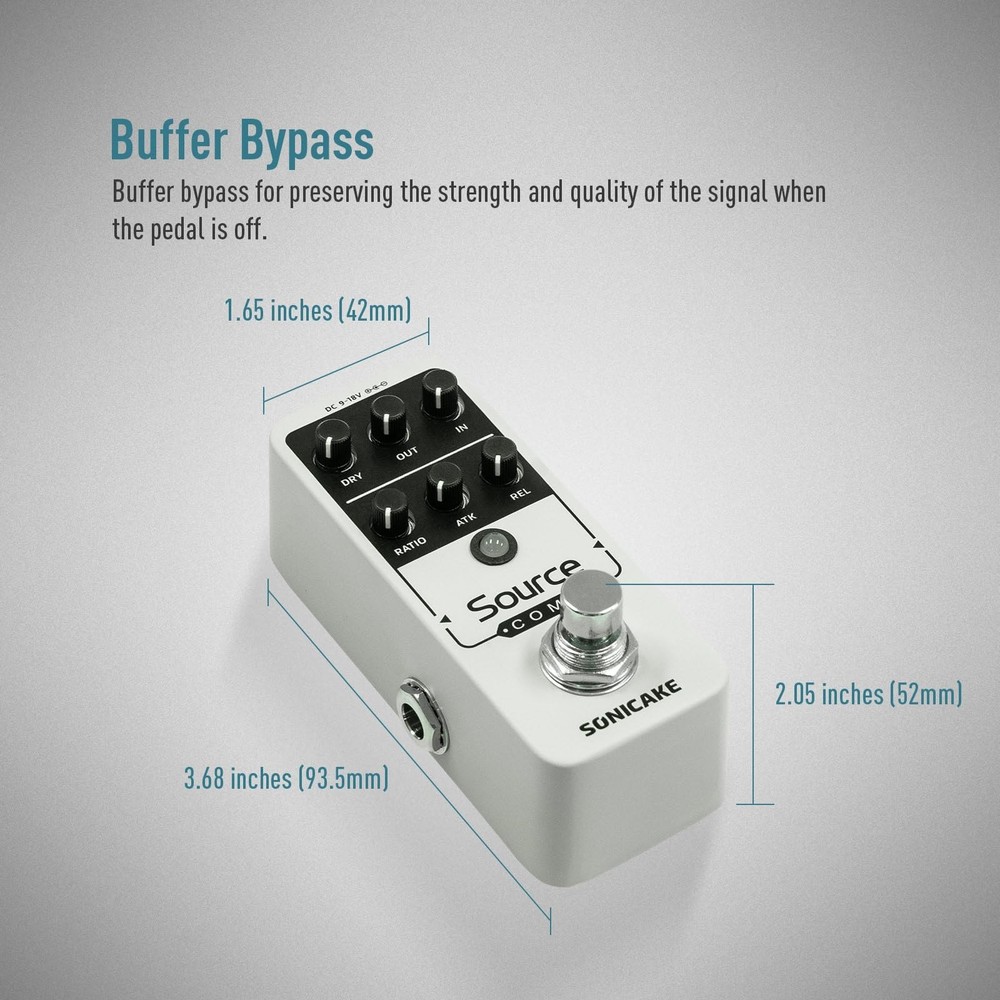 SONICAKE Compressor Pedal, Mini Analog Compression Effect Pedal for Electric ...