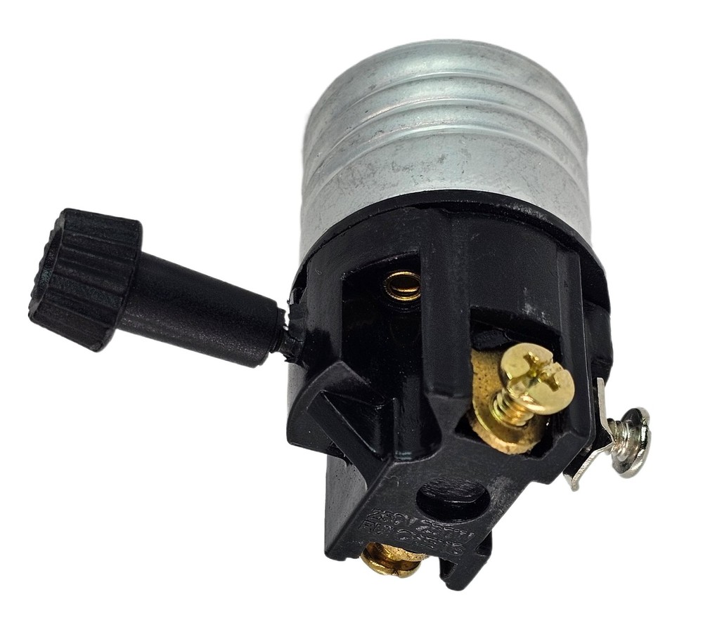 3-Terminal E26 Medium Base Socket Interior with Turn Knob Socket + Insulator