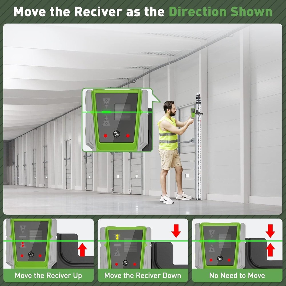 Huepar 4D Laser Self-Leveling Laser Level & LCD Screen Remote Control+Receiver