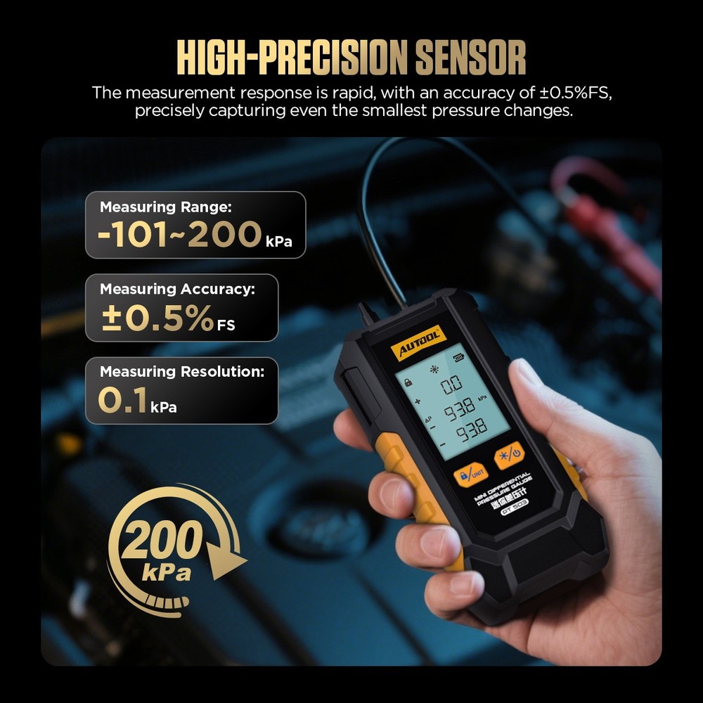 Digital Hvac Manometer Gas Pressure Tester For Engine Intake Brake System Ect