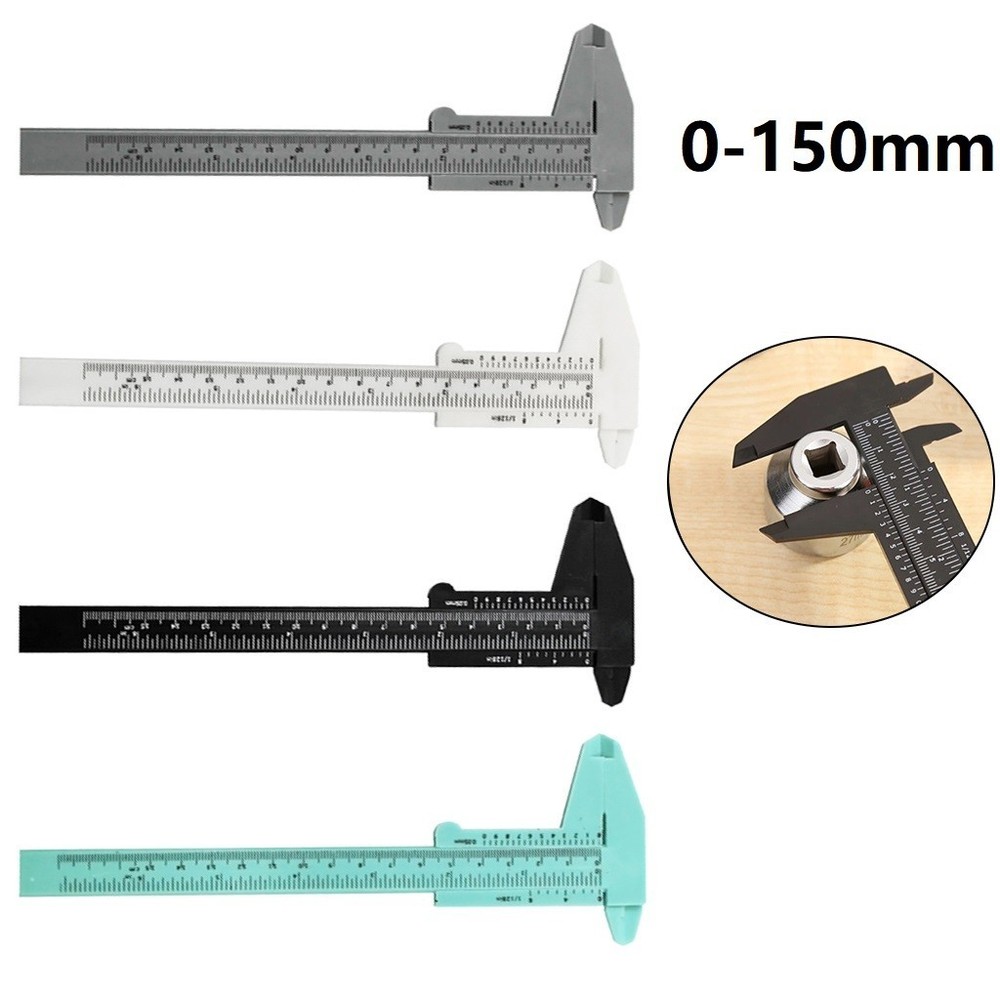 0-150mm Double Rule Scale Plastic Vernier Caliper Mini Measuring Ruler Tool